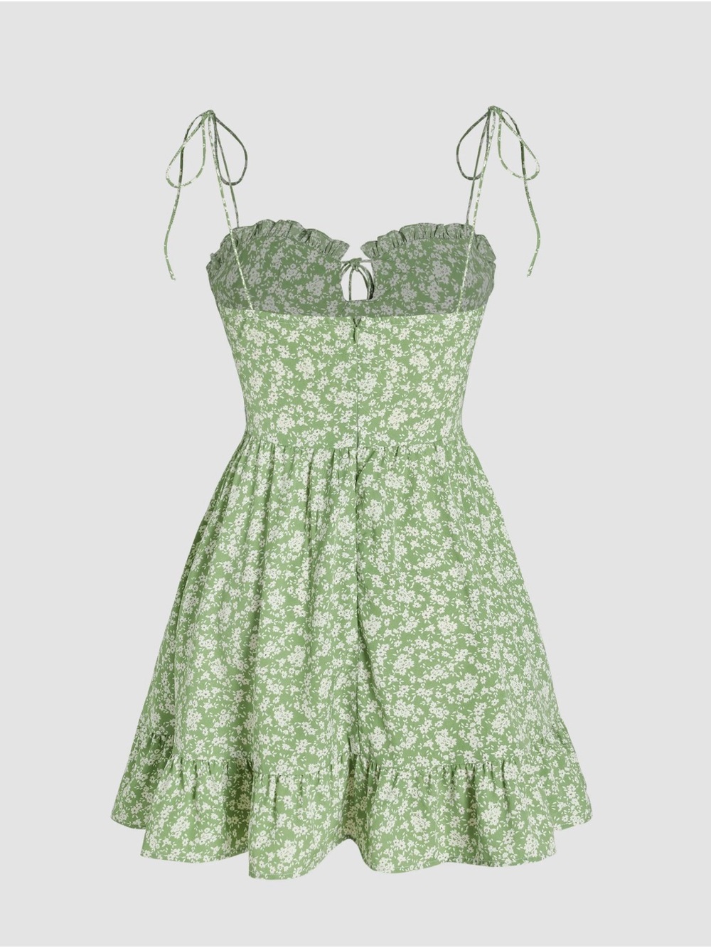 NWT! Cider Olive Green Mini Dress with White Floral Print - Picture 3 of 10